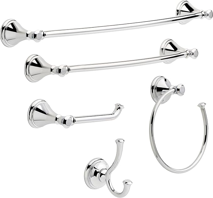 Delta Cassidy (1-Pack) Hand Towel Holder Polished Chrome Towel Racks for Bathroom Wall Square Towel Ring Holder for Bath Towel Hanger for Kitchen, Bathroom Accessories 79746