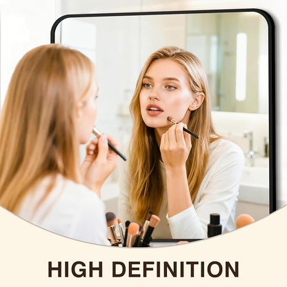 Vanity Bathroom Mirror, 30”x30” Black Bathroom Mirror for Over Sink | HD Tempered Glass, Anti-Rust Frame, Wall Mirrors for Bathroom Sink, Living Room, Entryway, Bedroom