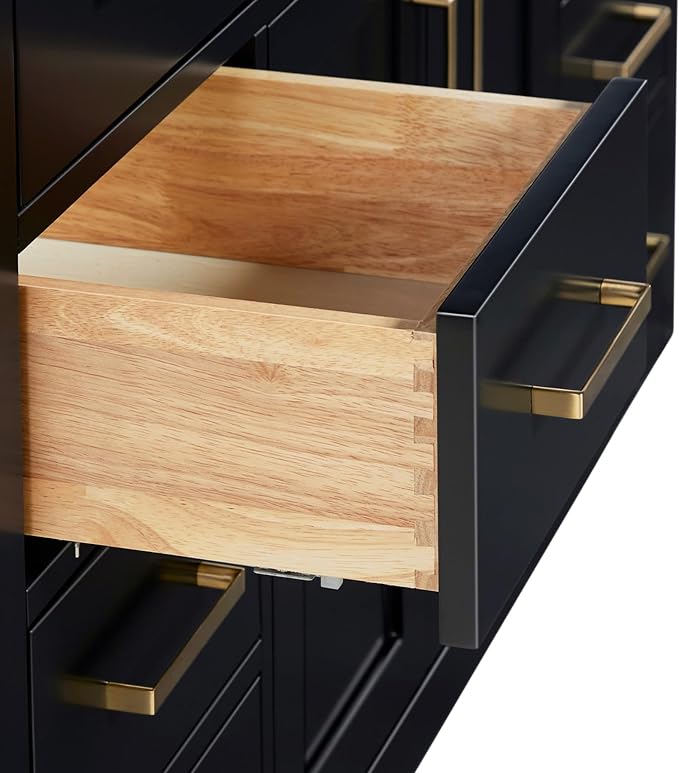 ARIEL Hepburn 60-inch Bathroom Vanity with Sink,Solid Wood, 1.5-inch Carbon Black Quartz Countertop, Single Rectangular Porcelain Sink, Soft Closing Doors, Dovetail Drawers, Black
