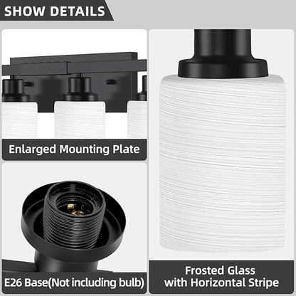 10 Light Bathroom Vanity Lights Over Mirror, 65.4 inch Black Vanity Lights Fixtures with White Glass Shades Matte Black Modern Vanity Lights Black Bathroom Wall Lighting for Mirror Bedroom