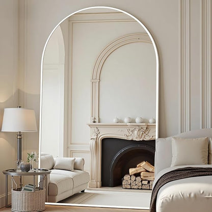 Dewfig Arched Full Length Mirror, 81"x41" Large Floor Mirror, White | Aluminum Alloy Frame Oversized Full Body Mirror, HD Shatterproof Tempered Glass, Lean/Stand/Wall for Living Room,Bedroom