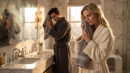 6 Piece 100% Cotton Bath Towel Set - 2 Bath - 2 Hand - 2 Face, Grey | 100% Cotton • Thick & Plush • Hotel Quality • Ultra Soft • Highly Absorbent • Quick Dry • Low Lint • Machine Washable