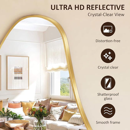 Irregular Wall Mirror, 20"x36" Asymmetrical Mirror with Metal Frame, Decorative Wall Mirror for Entryway Bathroom Living Room Bedroom, Horizontal or Vertical Hanging