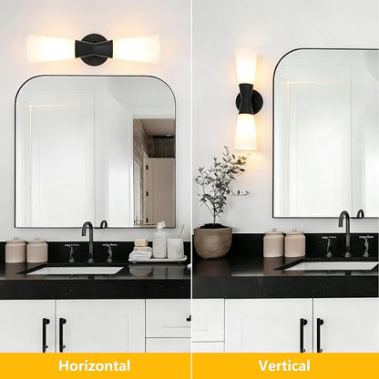 Bathroom Wall Sconce, Modern Indoor Vanity Light Fixtures 17", Up Down Lighting, Wall Mount Lamp for Living Room Bedroom Hallway Stairway Fireplace Mirror E26 Base 1PC White&Black