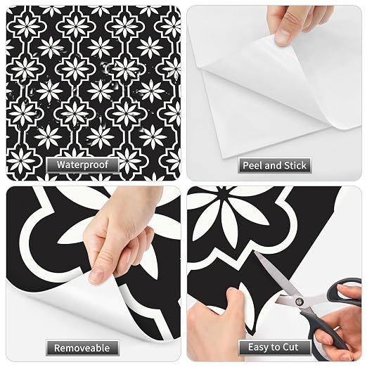 MORCART Peel and Stick Floor Tile, Vinyl Flooring Waterproof, DIY Flooring for Bathroom, Kitchen, Fireplace, Pet House, Stairs, Bedrooms, Wall (40PCS,7.87" x 7.87",White)