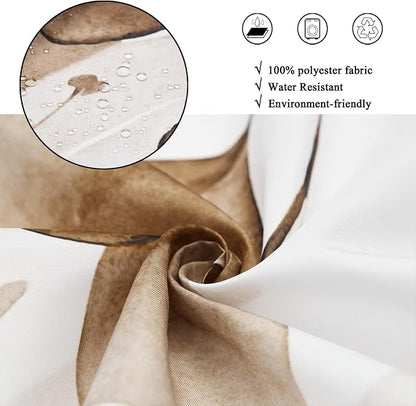 Brown Shower Curtain, Watercolor Eucalyptus Leaves Botanical Plants with Floral Bathroom Curtain Home Bathtub Decor Waterproof Fabric Machine Washable with 12 PCS Hooks,60" Wx72 L
