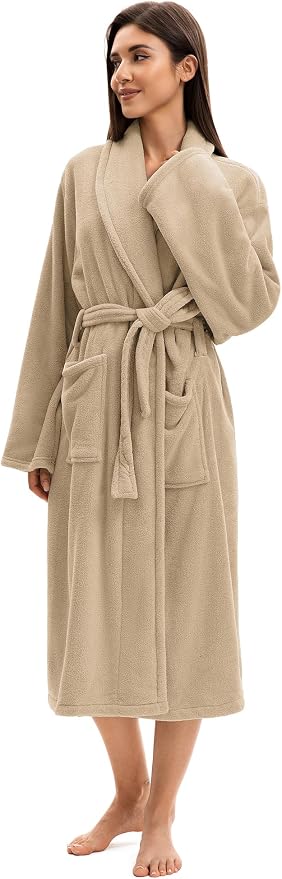 Soft Robe For Women，Warm Plush Bath Robes Female，Spa Towel After Shower Lightweight Long Bathrobe