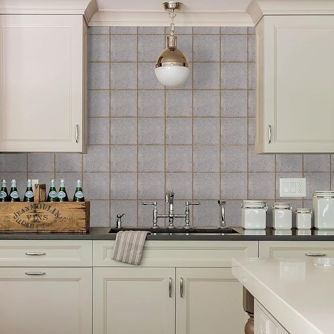 Alwayspon Stone Effect Vinyl Sticker Peel and Stick, Self-Adhesive Wall Tile Transfers Backsplash Sticker Decal for Kitchen Bathroom, 6x6inch/15x15cm 10Pcs, T028