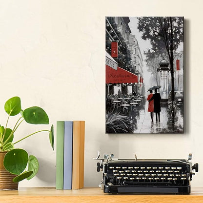Renditions Gallery Canvas Nature Wall Art Paintings for Wall Decorations Winter Paris Lovers Inspirational Romantic Canvas Artwork Prints for Bedroom Living Room Office Kitchen - 32"x48" LT02