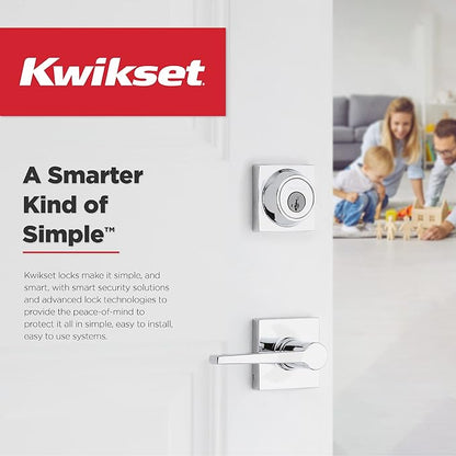Kwikset Tripoli Lever Entry Door Handle with Lock and Key, Secure Keyed Reversible Lever Exterior, For Front Entrance and Bedrooms, Matte Black, Pick Resistant Smartkey Rekey Security and Microban