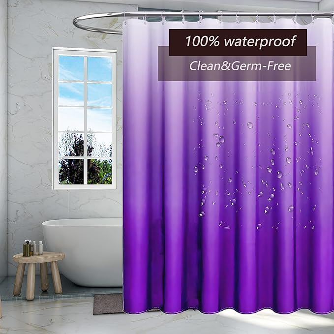 Shower Curtain Liner, Purple Lightweight Shower Curtain Liners, Plastic Shower Curtains, 72x72 inch PEVA Shower Liner with 12 Grommet Holes and Magnetic Weights