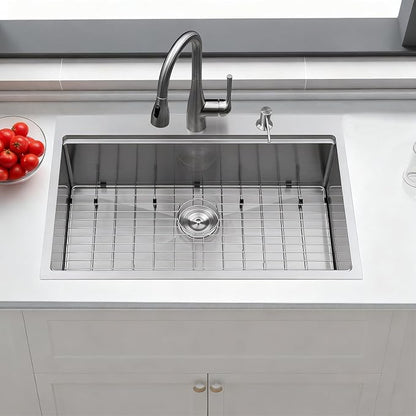 33x22 Drop in Kitchen Sink, SUS304 Stainless Steel Top Mount Workstation Sink, 16 Gauge Brushed Nickel Single Bowl Kitchen Sinks with Accessories for Kitchen Laundry Utility