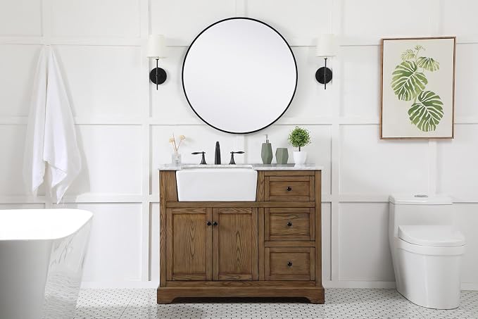 42 Double Bathroom Vanity, with Carrara White Marble Top Soft-Close, Driftwood