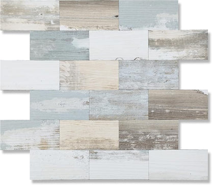 2026 New Upgrade Peel and Stick Backsplash Tile, Peel and Stick 11.34" X 11.57" Wall Tile for Kitchen, Bathroom, Fireplace, Laundry (Vintage Wood Grain, 1 Pack)