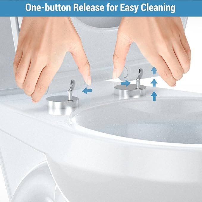 Toilet Seat Cover, White Round Toilet Seat with Secure Lock, Smooth Finish for Standard Toilets, Easy Installation, Sturdy Hinges, Perfect for Everyday Use