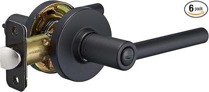 Amazon Basics Contemporary Madison Door Lever - Privacy - Matte Black, 6-Pack