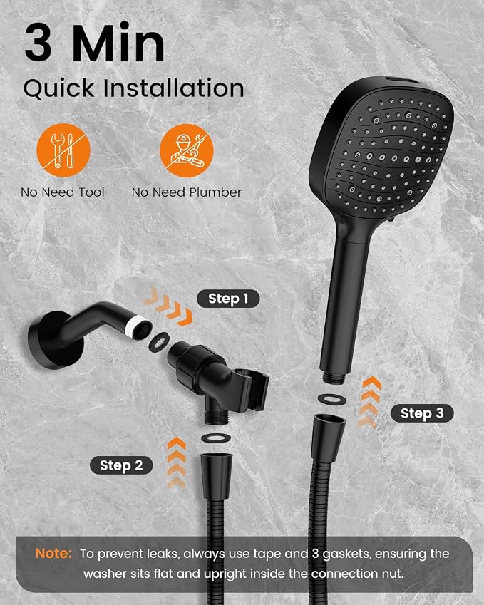 Filtered Shower Head with Handheld, High Pressure 7 Mode Black Handheld Shower Head with Hose and Filters for Hard Water, Built-in Power Wash to Clean Tub, Remove Chlorine - Reduce Dry Itchy Skin