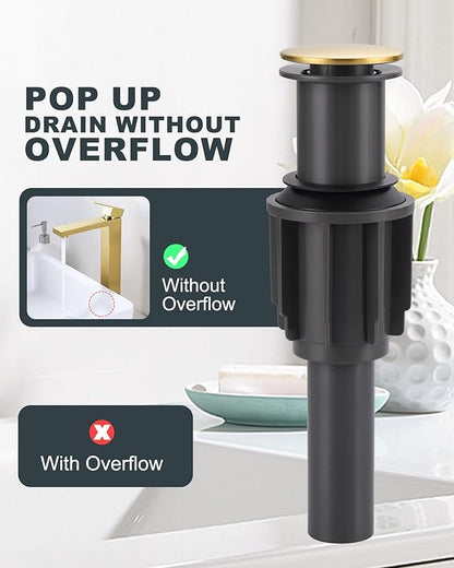 Vessel Sink Faucet Brushed Gold: ARCORA Single Hole Tall Bathroom Faucet, Single Handle Tall Waterfall Bathroom Faucet with Pop Up Drain and cUPC Supply Lines