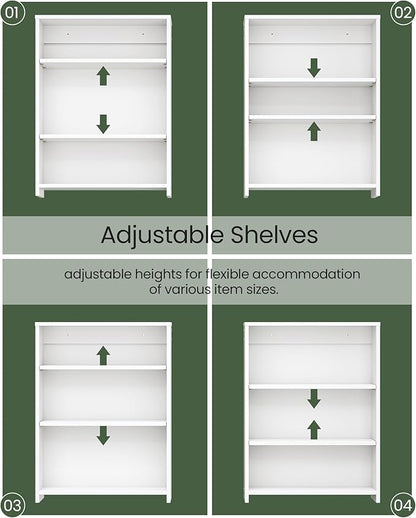 Wall-Mounted Bathroom Vanity with Mirror, Medicine Cabinet with Storage Function, Hanging Storage Cabinet, Adjustable Shelves, White