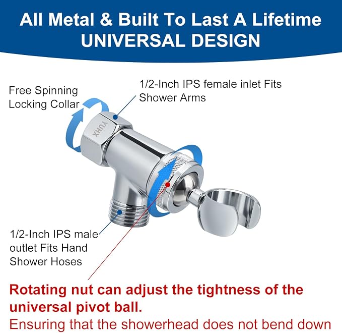 Shower Head with Handheld: Long Hose and Metal Holder, Water Saver Low Flow | All Metal Holder and Long Hose, Multi Mode Adjustment High Pressure Showerhead Sprayer