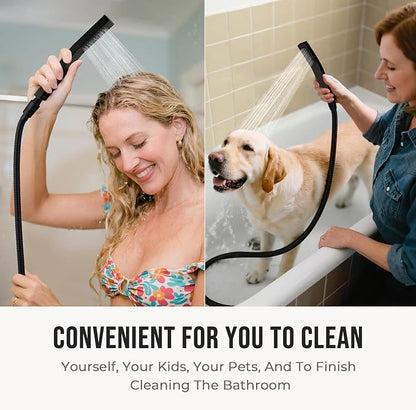G-Promise All Metal 8" Rain Shower Head with Handheld for Bathroom Upgrade | All Metal, Built to Last, Easy Install, Adjustable Height & Angle for All Heights, Extra Long Hose, Modern Upgrade