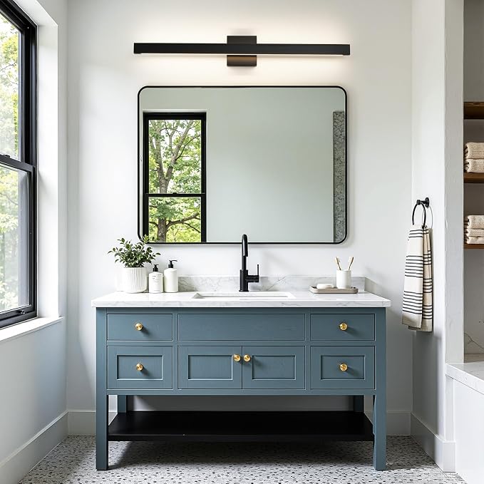 32 Inch Modern Bathroom Vanity Light - 26W Dimmable 5CCT LED Bathroom Light Fixture Over Mirror with Up & Down Lighting Black Bath Vanity Lights for Bathroom Restroom Bedroom