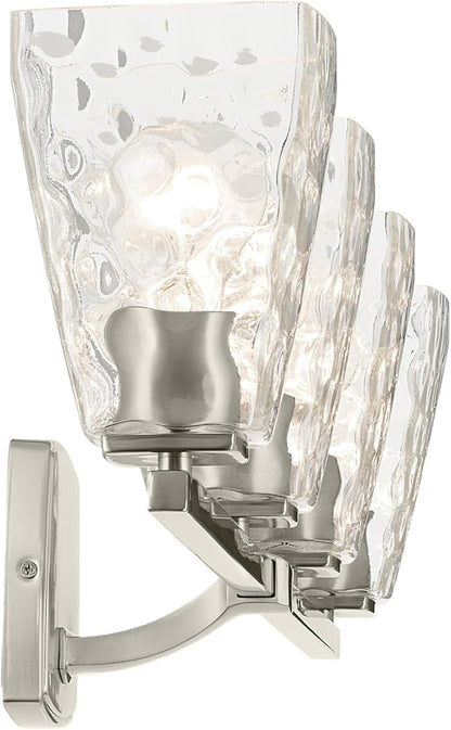 Kichler Marant 33.25" 4-Light Vanity Light with Clear Water Glass in Brushed Nickel, for Bathroom, Powder Room, Over a Mirror, (33.25" W x 9.5" H), 55217NIWTR