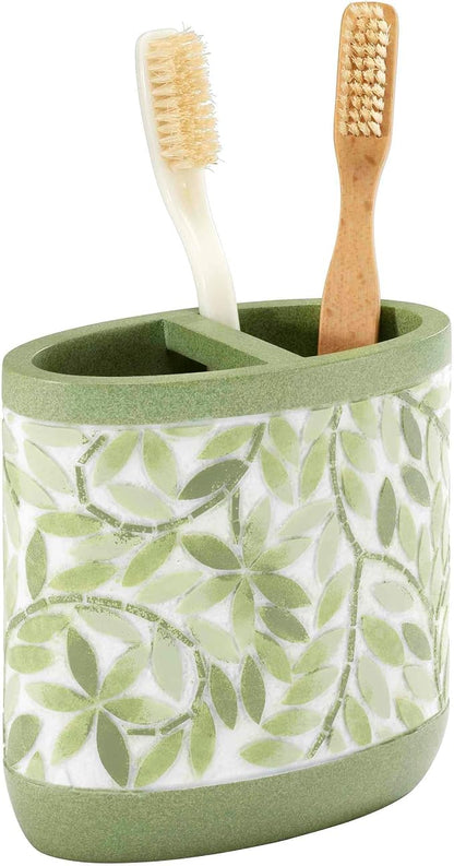 Avanti Linens - Toothbrush Holder, 100% Hand-Painted Resin Bathroom Accessories, Botanical Home Decor (Stratford)
