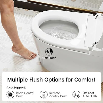Smart Toilet with Built-in Bidet, One-Piece Bidet Toilet for Bathrooms, YA60 Bidet Toilet with Auto Flush, Kick Flush, Heated Seat, Warm Water and Dryer, Night Light, and Blackout Flush