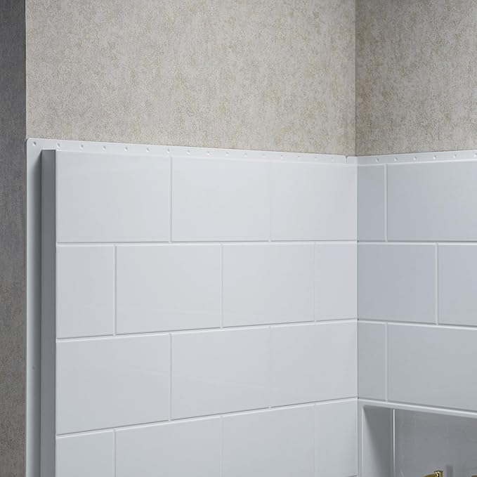 WOODBRIDGE 60"L x 32"W Shower Combo Kits with Glue Up Shower Walls in Glossy White and Shower Base with Center Drain in White