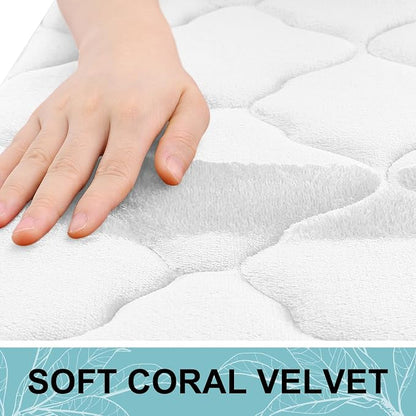 OLANLY Memory Foam Bath Mat Rug 44x24, Ultra Soft and Absorbent Bathroom Rugs, Non-Slip, Comfortable, Machine Washable Bath Carpet for Bathroom Floor, Tub, Shower and Home Decor Accessories, White