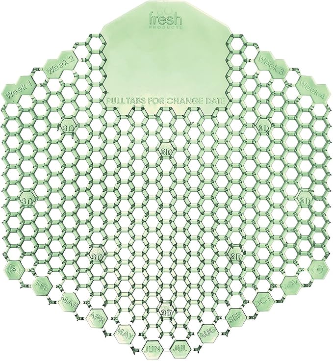 Fresh Products Wave 3D Urinal Screen Deodorizer, Cucumber Melon, 10 packs | Anti-Splash Shield For Men Bathroom, 30-Day Odor Control With Beneficial Bacteria, Easy Double-Sided Install, Made In USA
