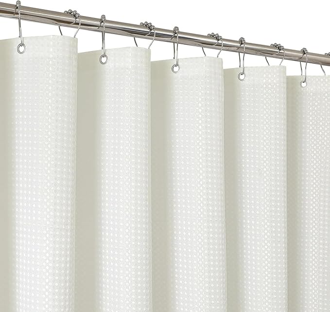 2-in-1 Waterproof Fabric Shower Curtain - No Separate Liner Needed, Hotel-Style Waffle Weave, Effortless Cleaning & Washable Bathroom Shower Curtain Set,72Wx84H,Cream