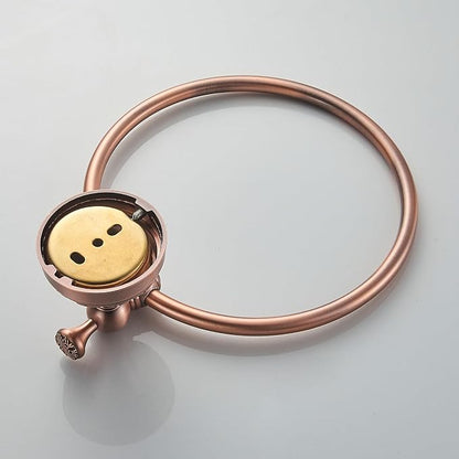 Red Copper Bath Towel Ring, Wall Mounted Black Bathroom Hardware Accessories, Pattern Carving Design