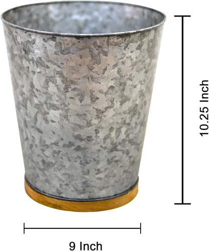 nu Steel Confetti Collection Galvanized Sheet and Real Wood Wastebasket Perfect for Home & Bathroom Accessories