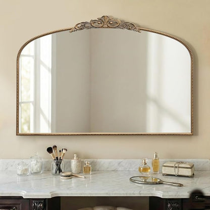 Micasso Large Vintage Gold Mirror: 48"x33" Baroque Antique Wall Mirror | Traditional Ornate French Decorative Arched Mirror for Bedroom/Bathroom/Fireplace/Entryway/Hallway/Living Room/Dining Room