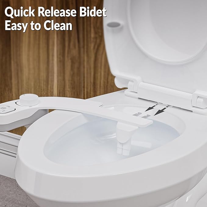 Bidet Toilet Seat Non-Electric,Fits Elongated Toilets - Soft Close Lid,Quick-Release for Easy Cleaning - Dual Nozzle System with Self Cleaning,Adjustable Water Pressure