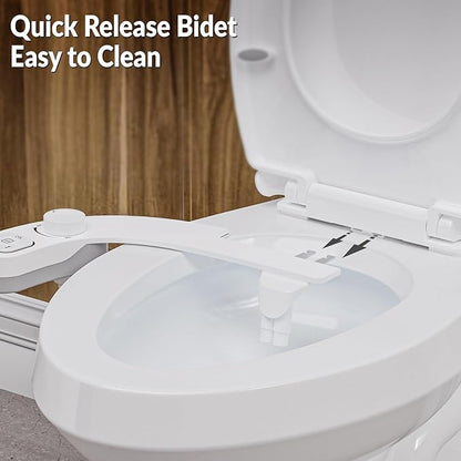 Bidet Toilet Seat Non-Electric,Fits Elongated Toilets - Soft Close Lid,Quick-Release for Easy Cleaning - Dual Nozzle System with Self Cleaning,Adjustable Water Pressure