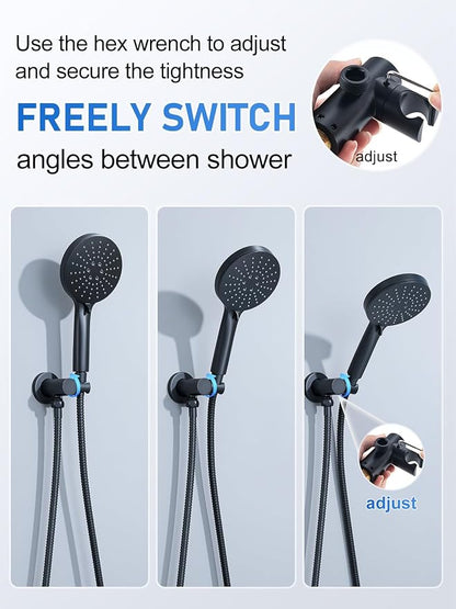 Woindo Shower Faucet Set 10" Rain Shower Head/8'' Side Shower Head and 3 Setting Handheld Ceiling Mount 3 Push Button Diverter Complete Rainfall Round Shower System Included Valve Trim Kit