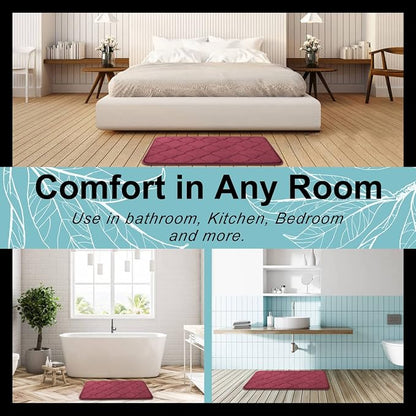 OLANLY Memory Foam Bath Mat Rug 36x24, Ultra Soft and Absorbent Bathroom Rugs, Non-Slip, Comfortable, Machine Washable Bath Carpet for Bathroom Floor, Tub, Shower and Home Decor Accessories, Burgundy