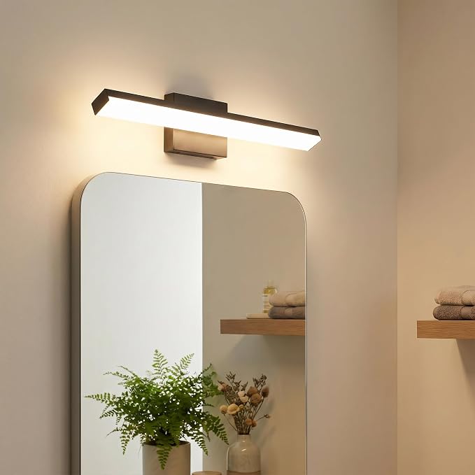 mirrea 24in 5CCT Black LED Vanity Lights for Bathroom Over Mirror | 5 color temperatures,Adjustable light angle,ETL listed,Dimmable,Bathroom lighting fixtures,Eye-friendly,Frosted acrylic shade