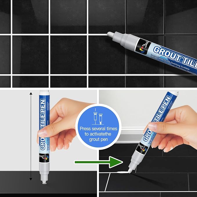 DWIL Tub Paint, Tub and Tile Refinishing Kit 33oz with Tools and 2 Grout Pen, Black Bathtub Paint Water Based &Low Odor, Easy to Use Sink for Bathroom Kitchen, Semi-Gloss Black, 50-55sq.ft