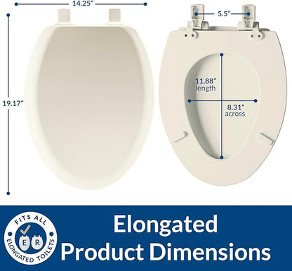 Mayfair Cameron Biscuit Toilet Seat, Non Slip Heavy Duty Wood, Easy Clean, Made in USA, Elongated