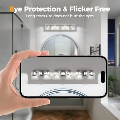 LED Modern Bathroom Vanity Light Fixtures (3-Light, 24W, 21.6-Inch), Brushed Nickel Bathroom Wall Lighting Fixtures Over Mirror (Cool White 5500K) for Mirror, Living Room, Kitchen, Hallway, Cabinet