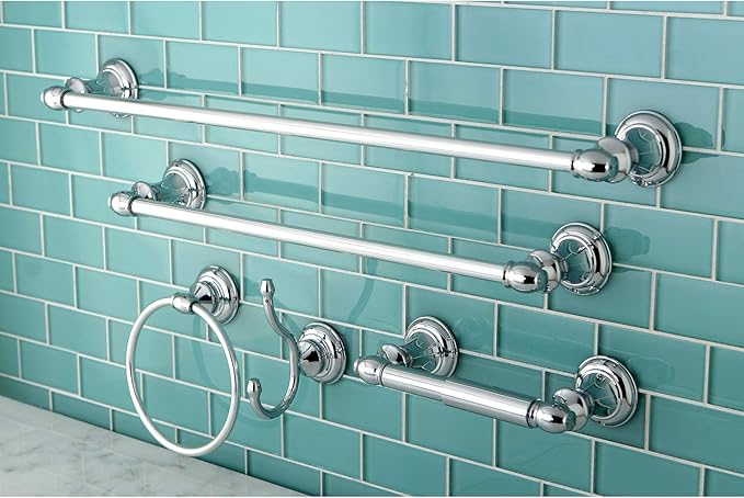 Kingston Brass BAHK2612478C Provence 5-Piece 18-Inch and 24-Inch Towel Bars Bathroom Accessory Set in Polished Chrome
