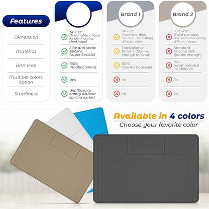 The Original Under Sink Mat - Silicone Waterproof mat, Trimmable, Easy to Clean, Kitchen cabinet liner, Under sink protector mats, Drip Tray with Lip - 34" x 22" or smaller