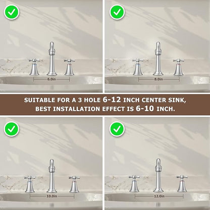 Hurran 8 Inch Widespread Bathroom Sink Faucet Brushed Nickel, 3 Hole 2 Cross Handles Classic Vintage Antique Faucet with Metal Pop Up Drain and Supply Hoses for Vanity, RV, Farmhouse
