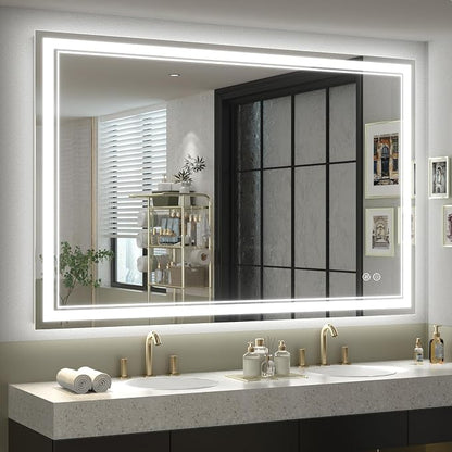 OKPAL48x36 LED Bathroom Mirror, Anti-Fog Lighted Bathroom Mirror, Dimmable Lighted Vanity Mirror, LED Vanity Mirror with Lights, Shatterproof, ETL Listed, Horizontal/Vertical