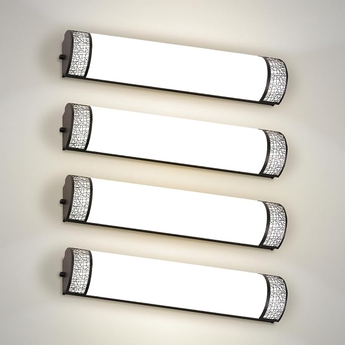 ASD 24 Inch LED Bathroom Vanity Light, 5CCT 2700K-5000K 25W, Dimmable Bathroom Light Fixtures, Modern Vanity Lights for Bathroom Lighting Fixtures Over Mirror, Wall Light Bar, Black, ETL, 4 Pack