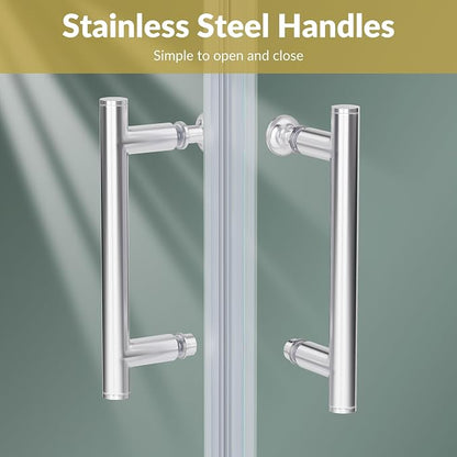 ELEGANT 34" D x 34" W x 72" H Corner Double Sliding Shower Door, Chrome Finish Frame, 1/4" ANSI Tempered Glass, Space-Saving for Small Bathroom